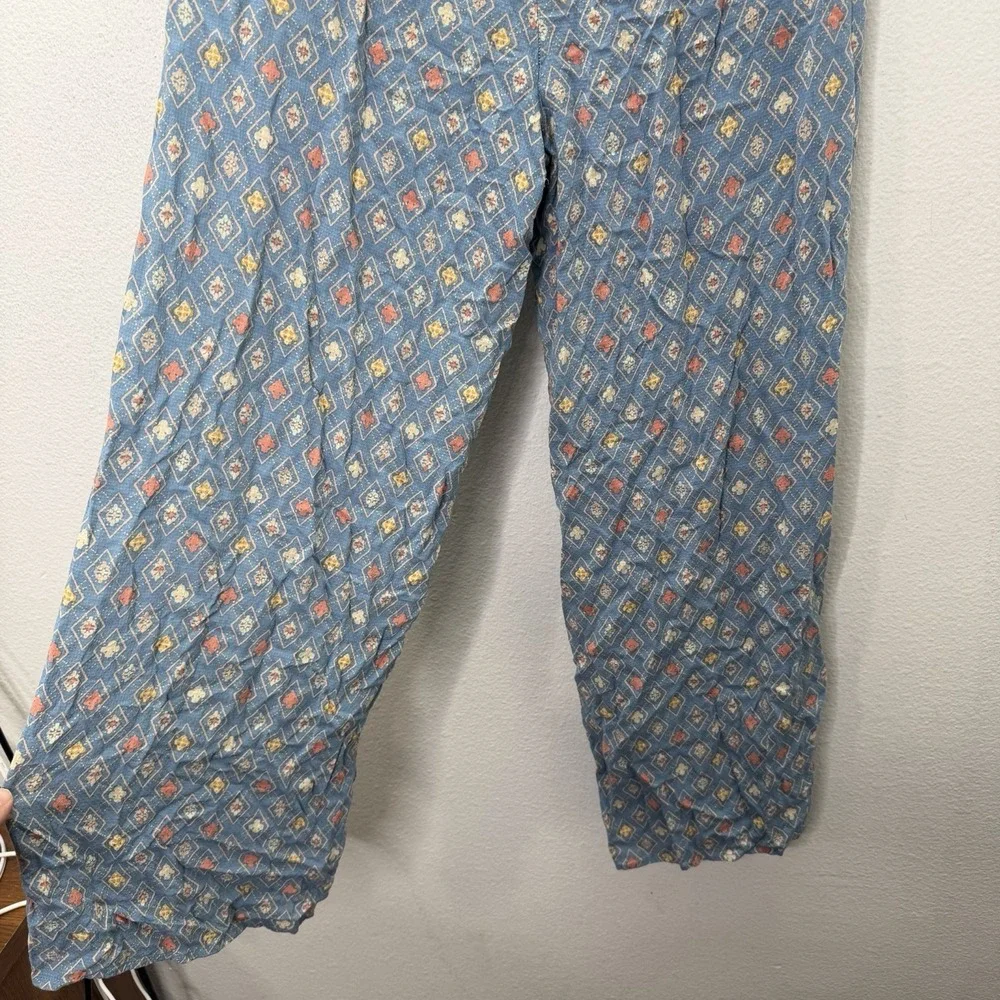 Free People Pants Sz S Wide Leg Lounge Boho Print Pull On Drawstring Stretch